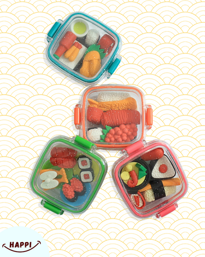 Mini Bento Box Eraser Set – Japanese Food Edition (Set of 4)