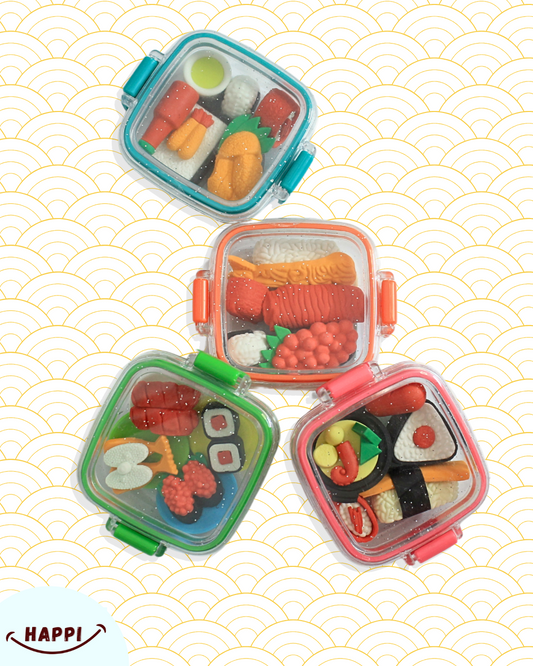 Mini Bento Box Eraser Set – Japanese Food Edition (Set of 4)